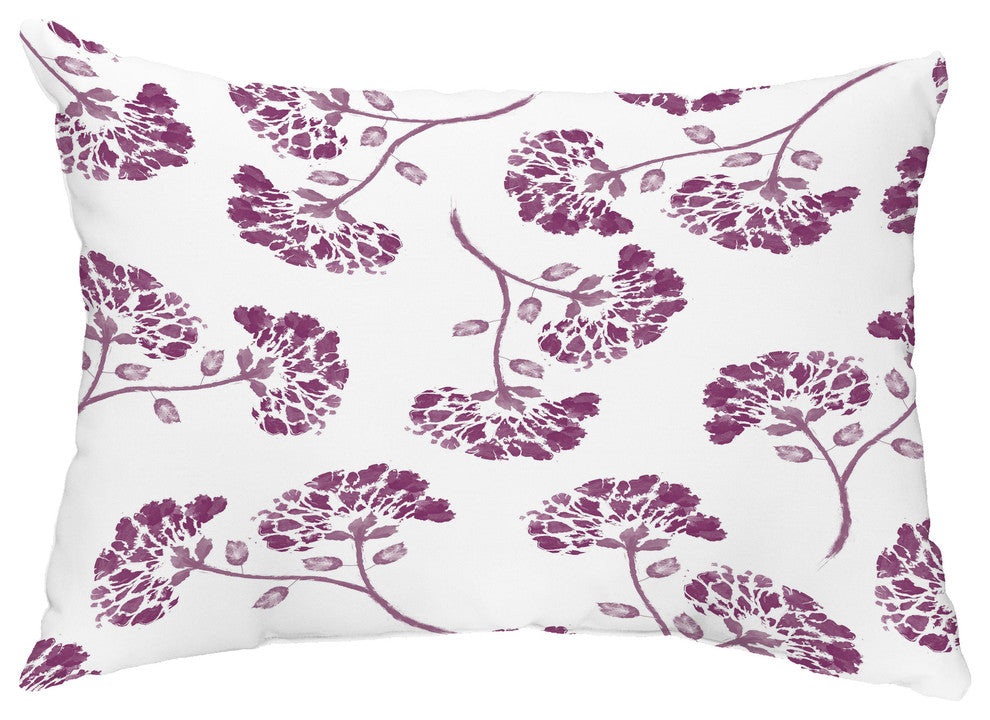 April 14"x20" Floral Decorative Outdoor Pillow, Purple