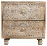 Cory 2-Drawer Solid Wood Nightstand, Natural Finish