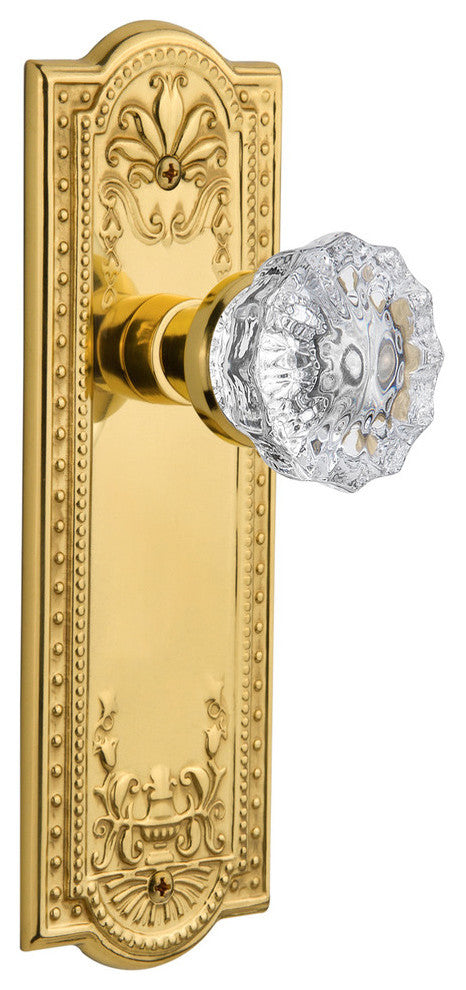 Meadows Plate Passage Crystal Glass Knob, Polished Brass