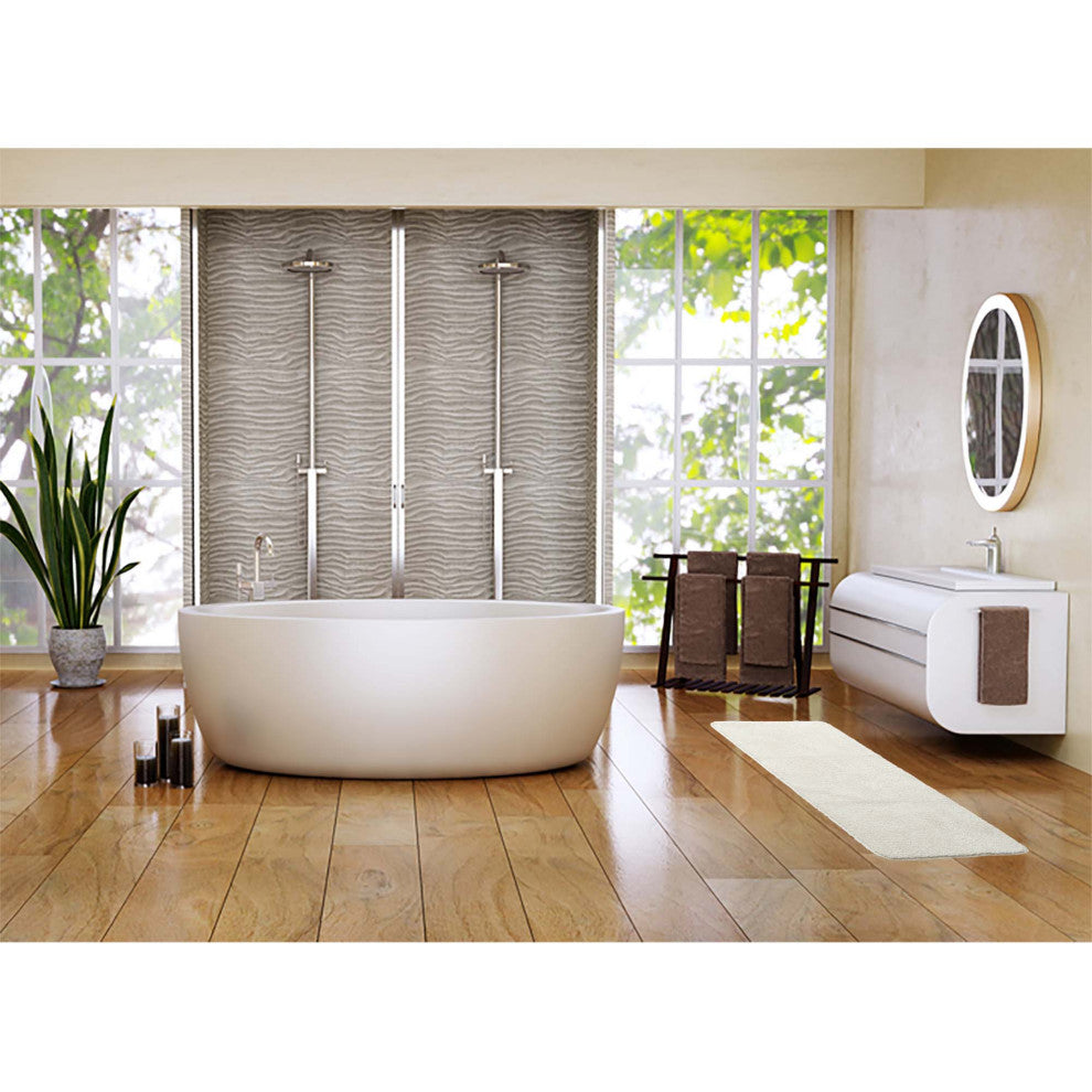 Microfiber Polyester Double Sink Bath Mat Runner - 48"L x 20"W, Off White