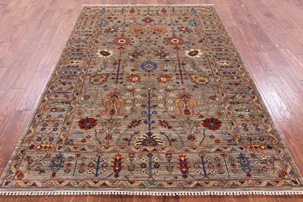 Persian Tabriz Hand Knotted Rug 5' 8" X 8' 1" - Q12151