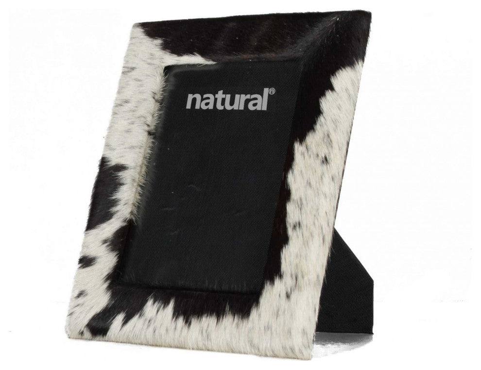 HomeRoots 5" x 7" Black and White Cowhide Picture Frame