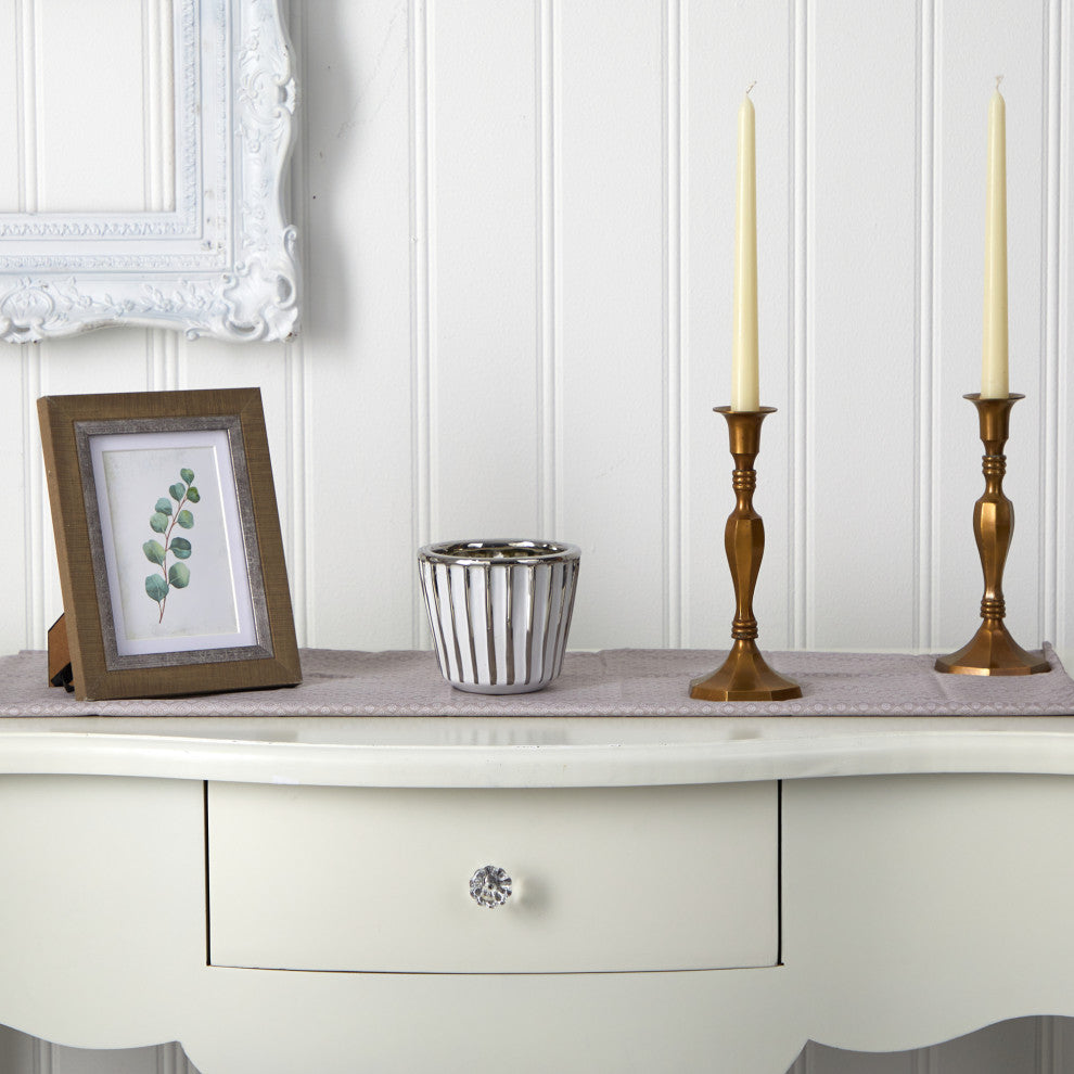 4.75 Ceramic White Vase with Silver Burnishing