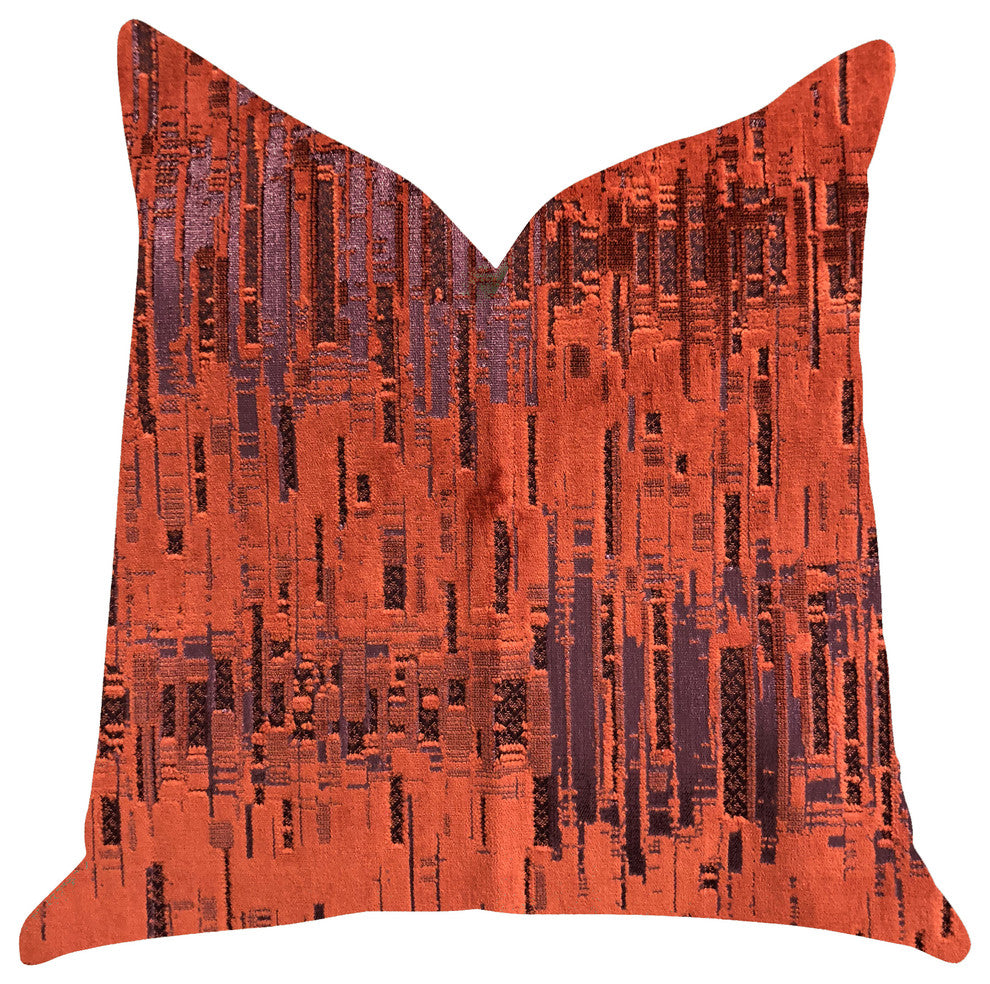 Luminous Skyscraper Luxury Throw Pillow in Orange Red Tones, 20"x20"