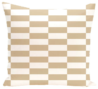Stair Stepping Stripes Print Pillow, Khaki, 20"x20"