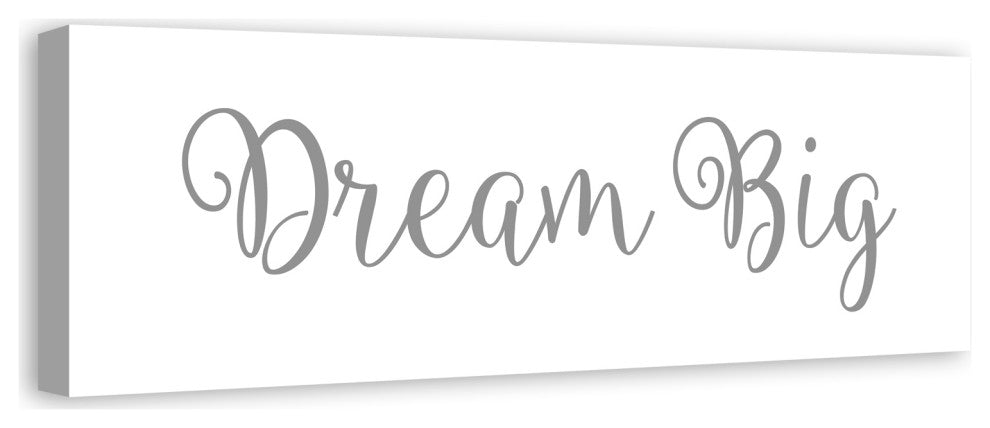 Dream Big 12"x36" Canvas Wall Art, Gray