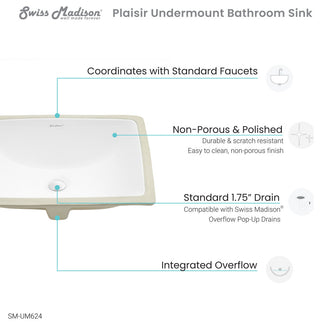 Plaisir 18" Rectangular Under-Mount Bathroom Sink