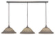 3 Light Mini Pendant In Brushed Nickel, 12" Gray Linen Glass