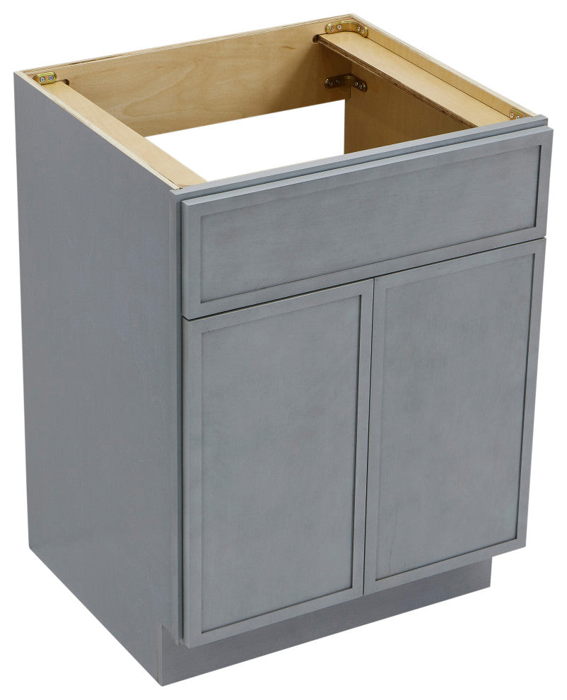 Vanity Art Birch Plywood Single Base Storage Cabinet, Smoky Gray, 24"