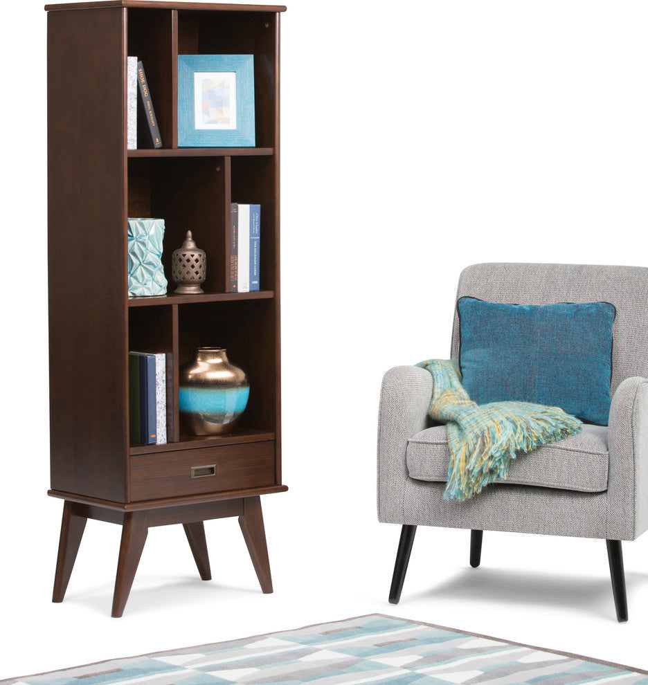 Draper SOLID HARDWOOD Mid Century Bookcase and Storage Unit, Medium Au