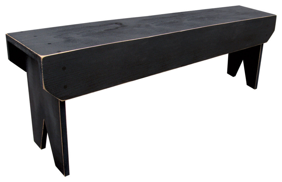 4' Simple Wood Bench, Old Black
