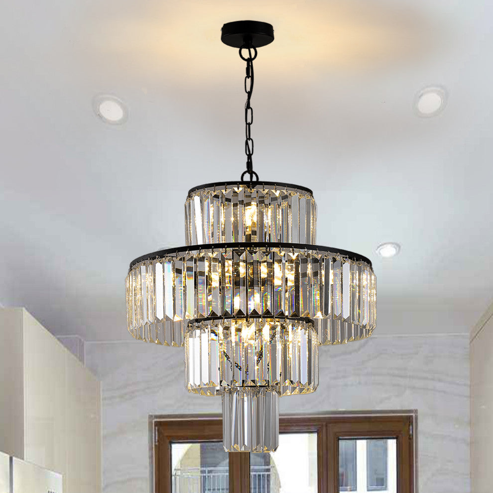 12 Light Black Luxury Crystal Chandelier