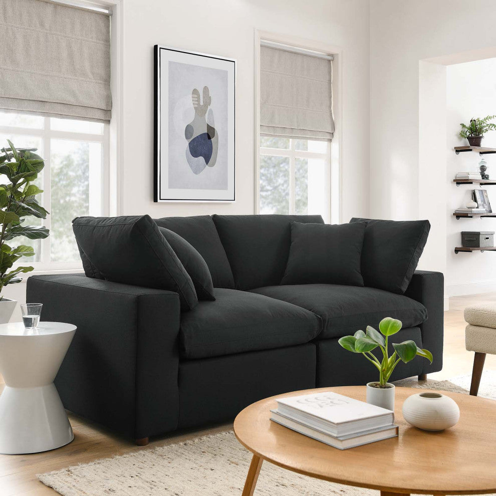 Modular Deep Sofa, Black, Fabric, Modern, Lounge Cafe Hotel Lobby Hospitality