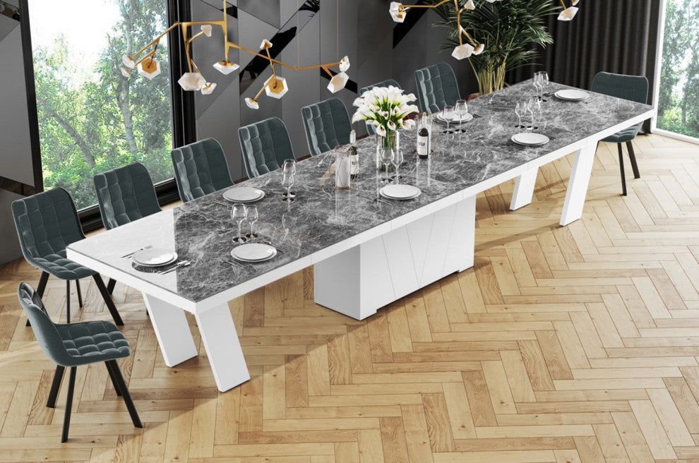 ALETA Dining Set, Dark Venatino/White/Green