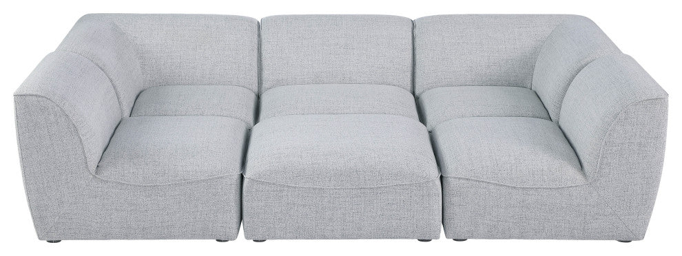 Miramar Linen Textured Fabric  6-Piece Modular U-Shaped Sectional, Grey