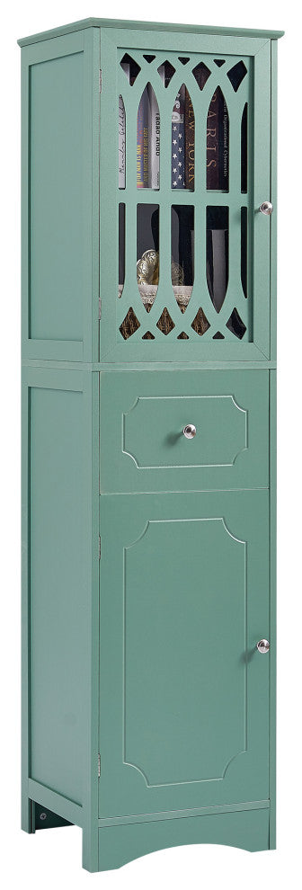 64" Tall Freestanding Bath Storage Cabinet, Adjustable Shelves