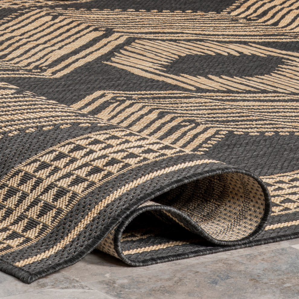Nuloom Ranya Tribal Indoor/Outdoor Contemporary Area Rug, Dark Grey 4'X6'