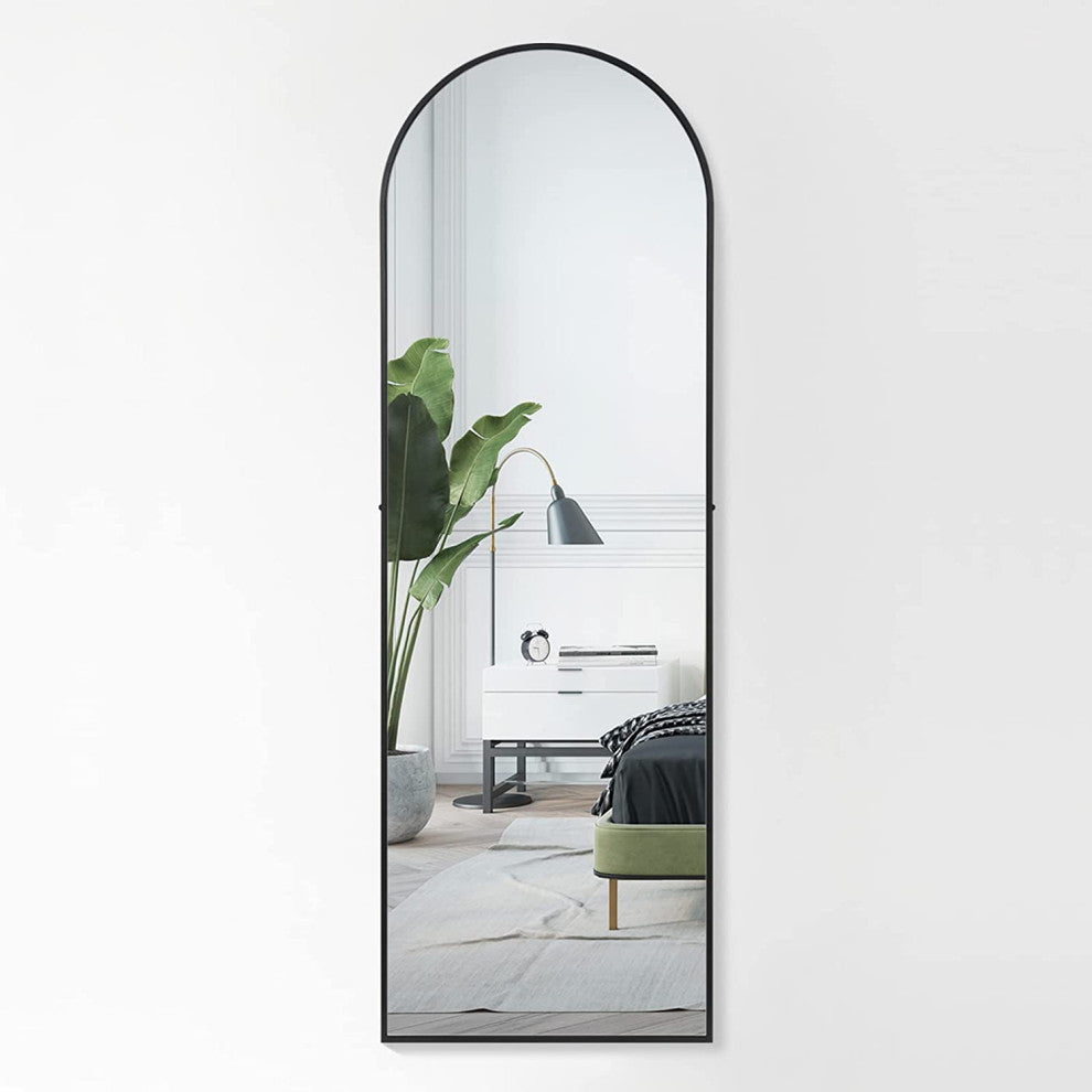 22x65" Large Arched-Top Framed Freestanding Full Length Mirror