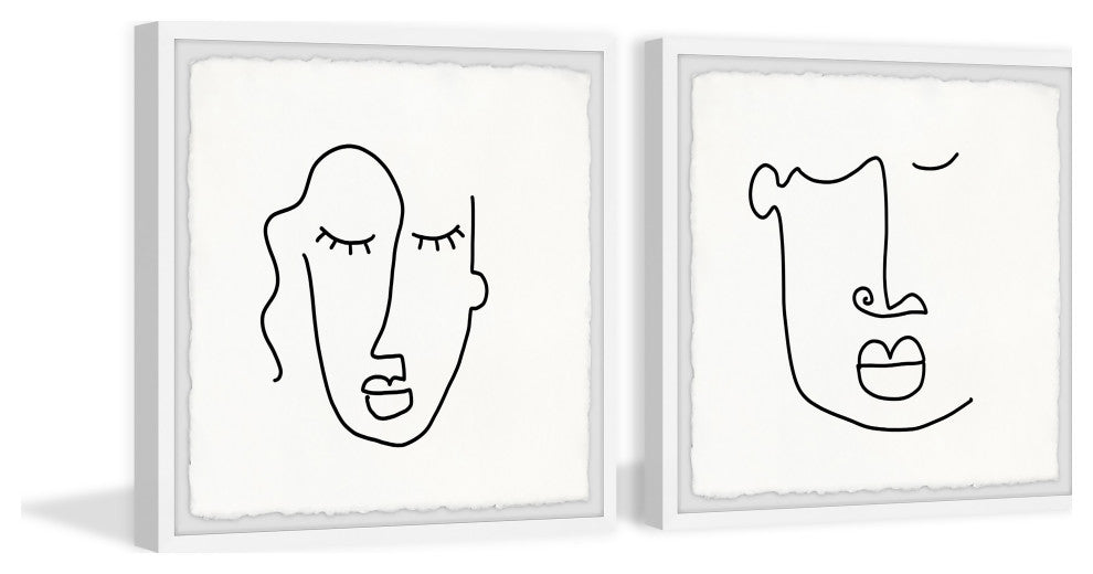 Tribal Mask Outline Diptych, 2-Piece Set, 24x24 Panels