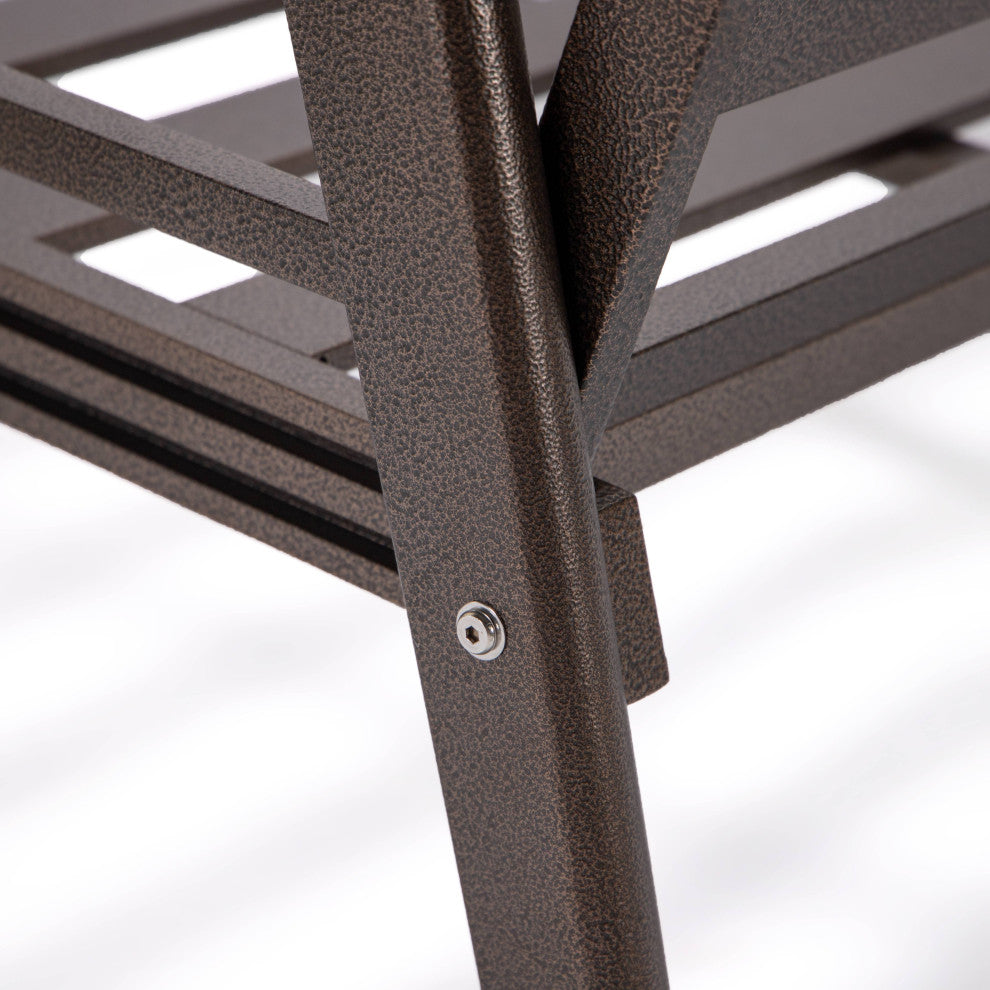 LeisureMod Walbrooke 3-Piece Patio Set With Brown Aluminum Frame and Cushions, Red