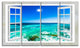 "Open Window To Wavy Ocean" Seashore Canvas Art, 4 Panels, 48"x28"