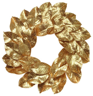 Gold Wreath Magnolia Leaf With Glitter 24" Front Door