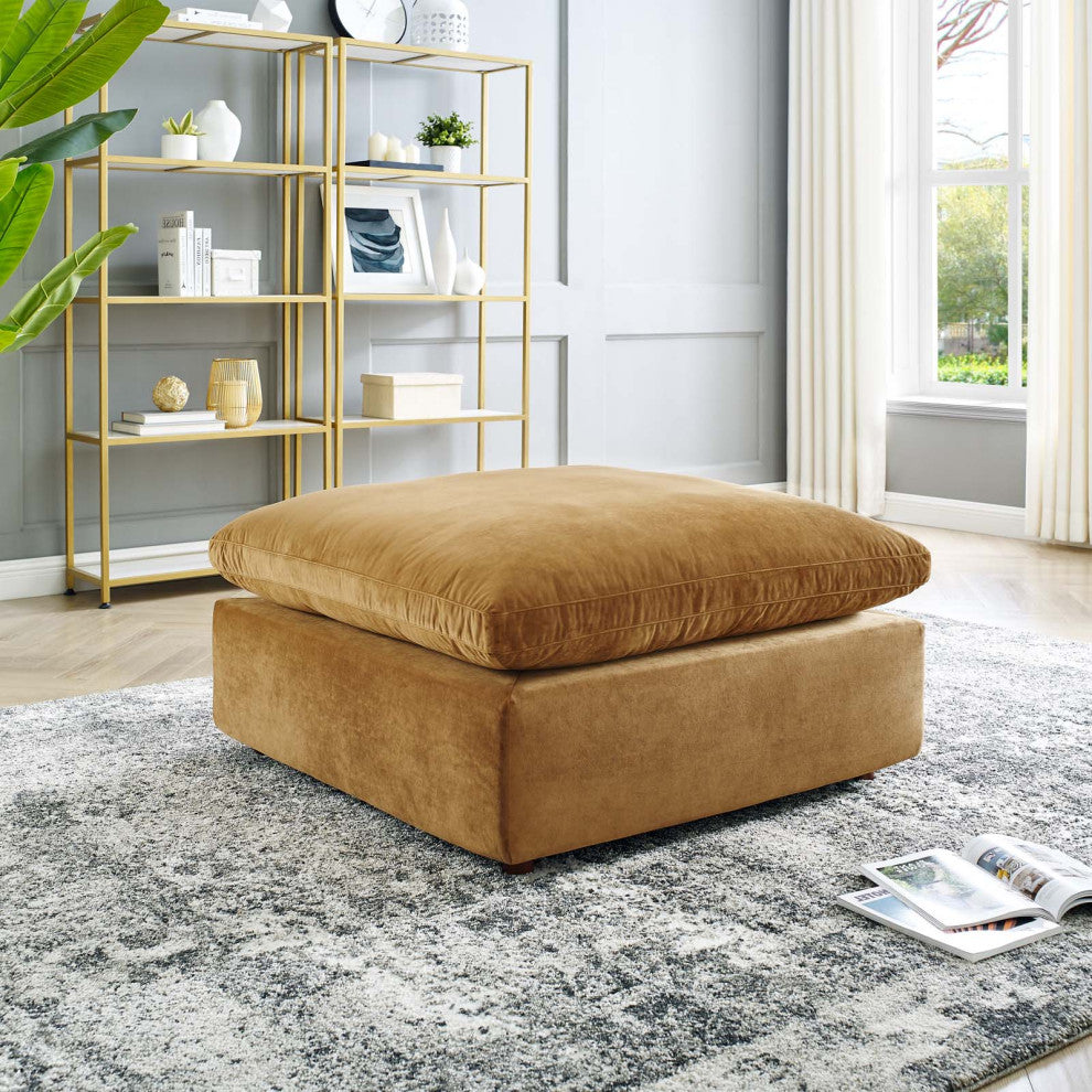 Accent Chair Ottoman, Velvet, Brown, Modern, Living Lounge Hotel Hospitality