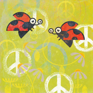 "Peace Sign Ladybugs III" Painting Print on Wrapped Canvas