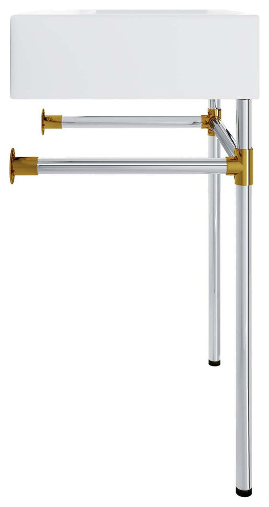 Redeem 24" Silver Stainless Steel Wall-Mount Bathroom Vanity, Silver White