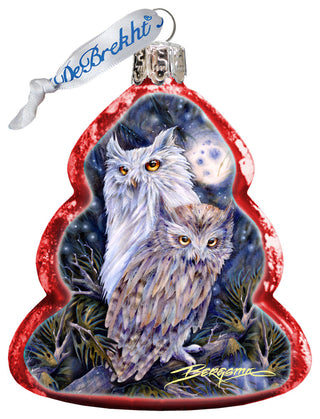Night Watch Owls Mercury Glass Ornament
