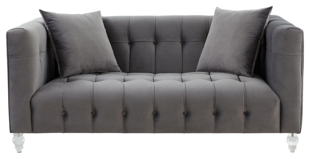 Bea Gray Velvet Loveseat