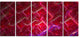 Red Fractal Electric Lightning, Abstract Art on Canvas, 60"x28", 5 Panels