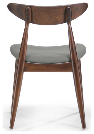 GDF Studio Issaic Mid-Century Design Wood Dining Chairs, Set of 2, Light Gray/Walnut