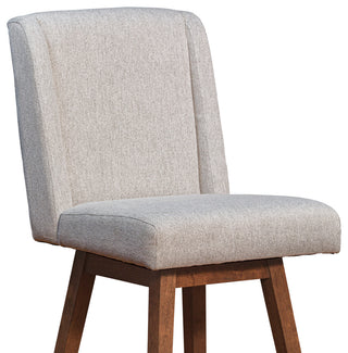 Stancoste Swivel Bar Stool in Brown Oak Wood Finish with Taupe Fabric