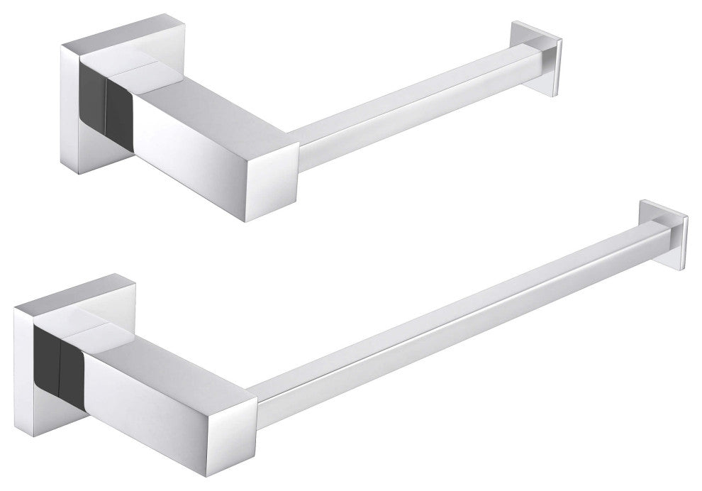 Cube 2-Piece Bathroom Hardware Set, Chrome