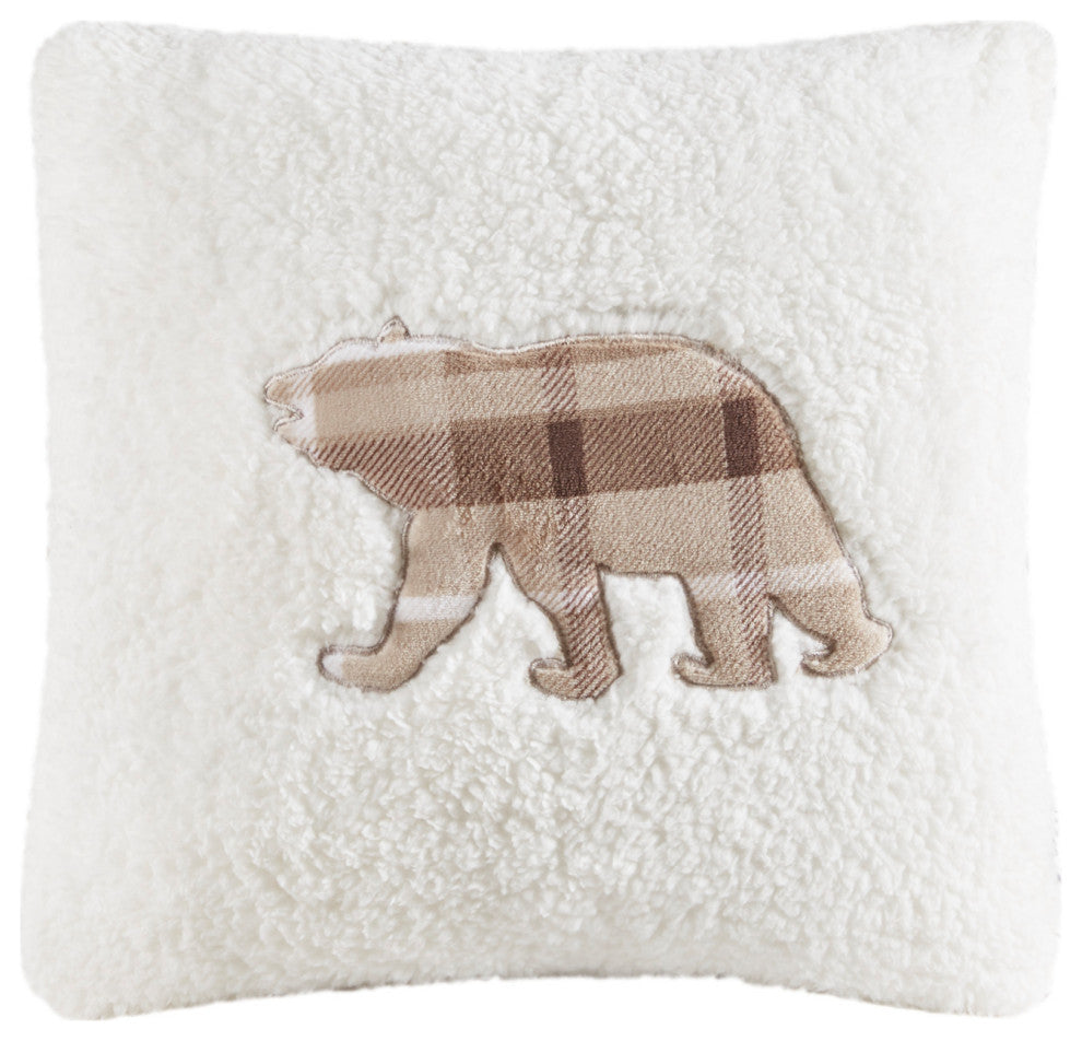 Woolrich Alton Plush to Sherpa Winter Comforter Set, Plaid Taupe, King