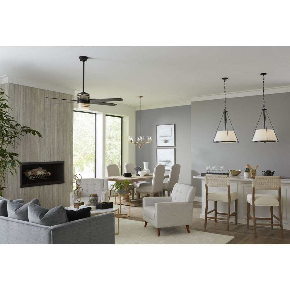 Parkhurst Collection Six-Light Brushed Bronze Clear Glass Chandelier Light
