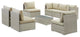 Repose 8-Piece Outdoor Patio Sunbrella Sectional Set Light Gray Beige