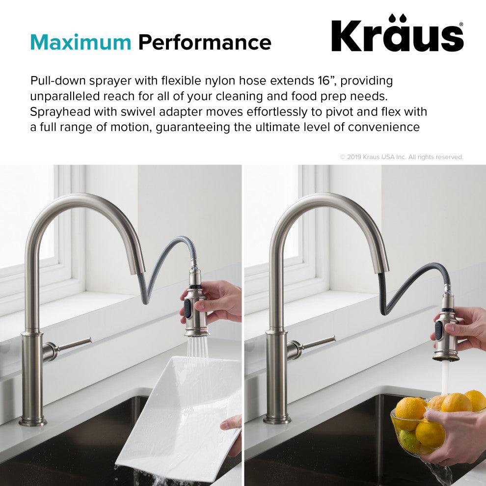Sellette Pull-Down Kitchen Faucet, Spot Free Stainless Steel, Soap Dispenser