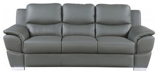 2-Piece Indoor Gray Genuine Leather Five Person Seating Set