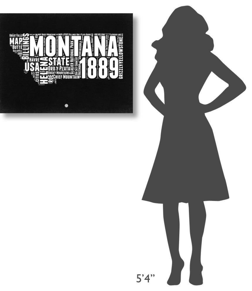 "Montana Black and White Map" Fine Art Print