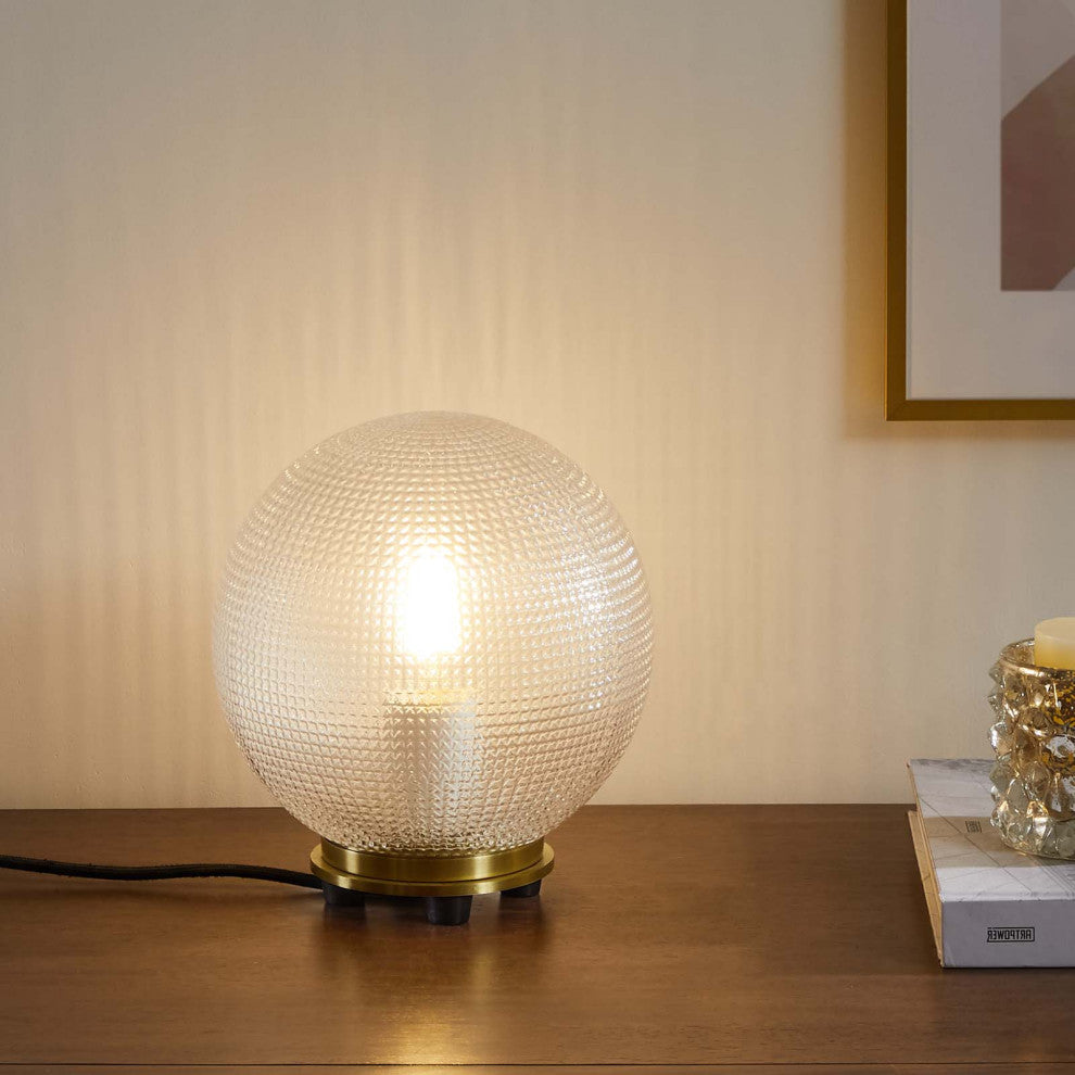 Table Lamp, Gold, Metal, Glass, Modern, Mid Century Cafe Bistro Hospitality