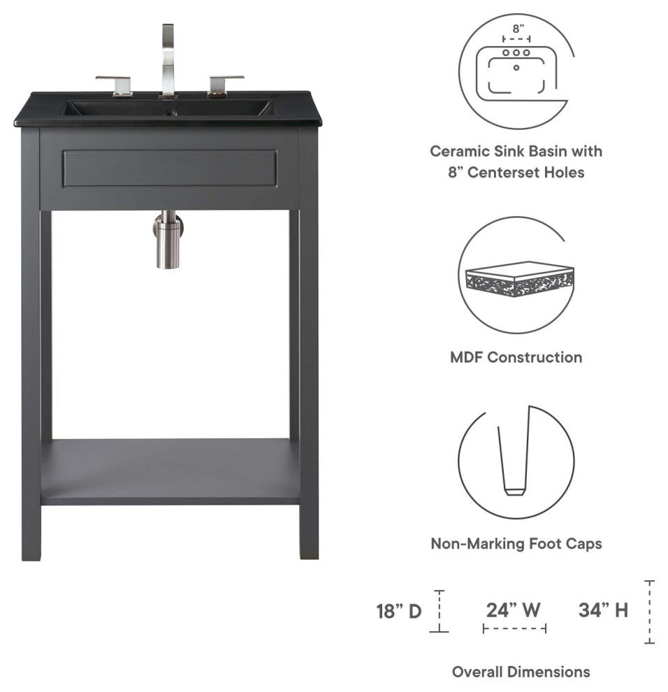 Altura 24" Bathroom Vanity, Gray Black