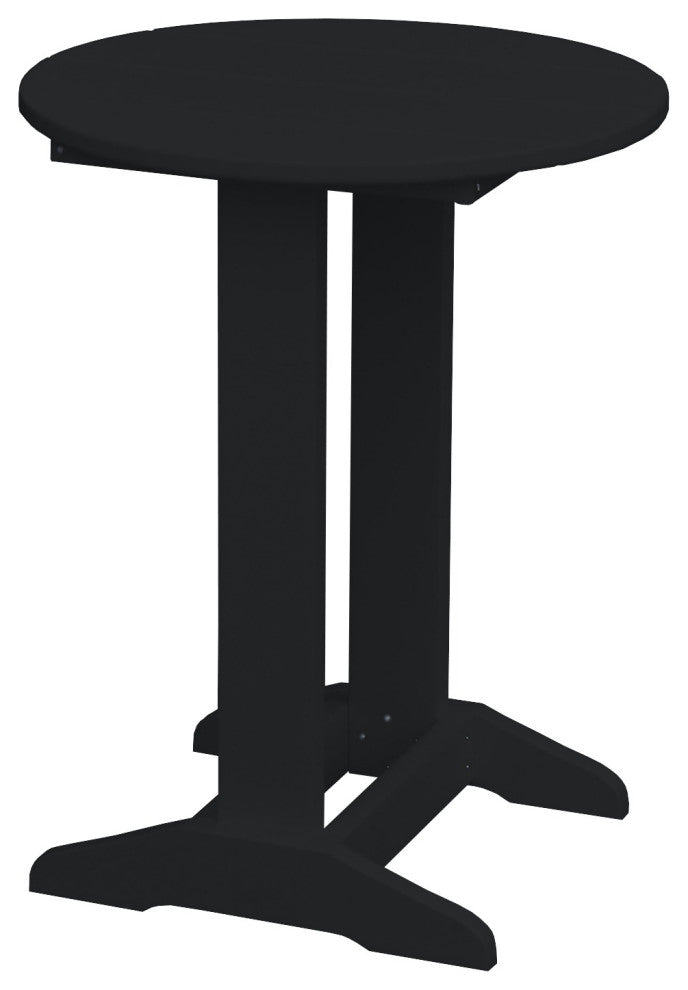 Poly Lumber Balcony Side Table, Black, Round