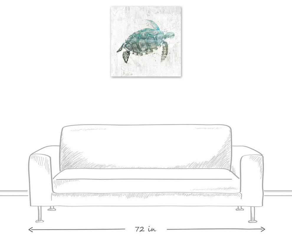 Turquoise Sea Turtle Canvas Wall Art, 24"x24"
