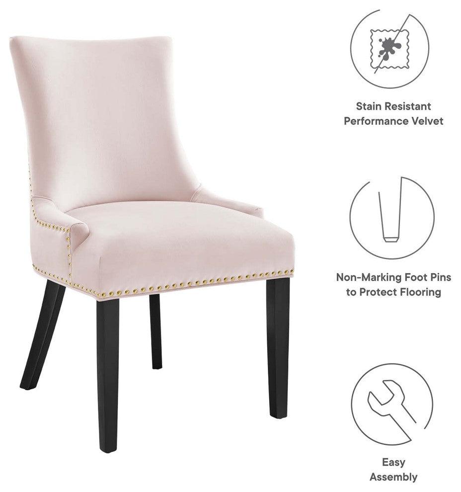 Dining Chair, Nailhead, Set of 2, Pink, Velvet, Modern, Cafe Bistro Hospitality
