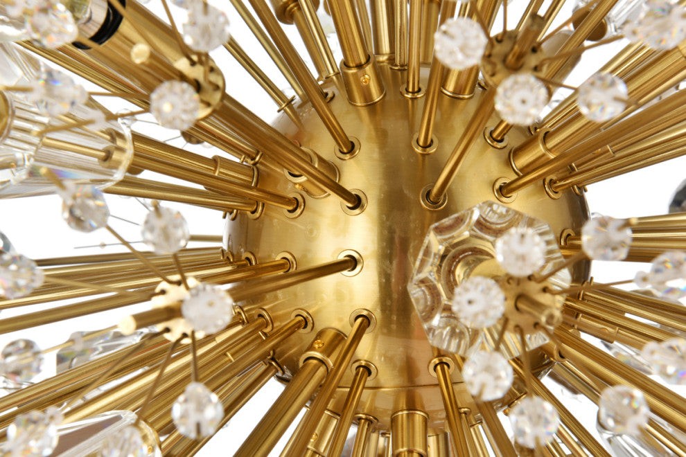 Victor 36" Crystal Starburst Oval Pendant, Gold