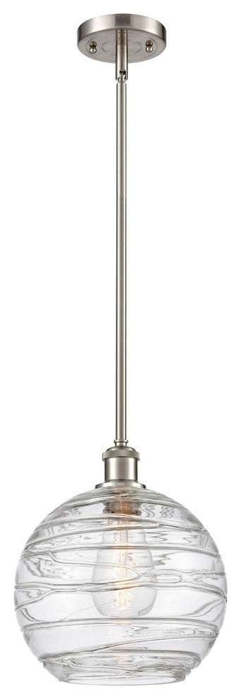 Large Deco Swirl 1-Light Pendant, Brushed Satin Nickel, Clear