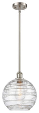 Large Deco Swirl 1-Light Pendant, Brushed Satin Nickel, Clear