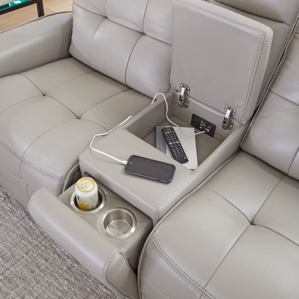 Canterbury Acorn Power Reclining Zero Gravity Sofa and Loveseat, Pewter